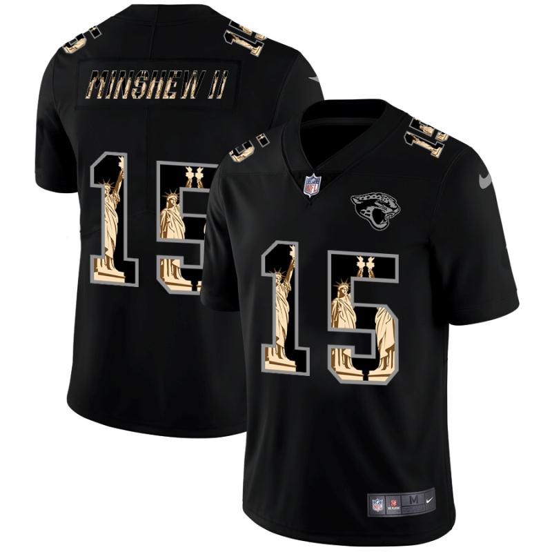 Men Nike Jacksonville Jaguars #15 Gardner Minshew II Carbon Black Vapor Statue Of Liberty Limited NFL Jersey->jacksonville jaguars->NFL Jersey